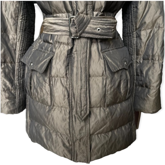 Burberry Puffer Jacket Hooded Belted Coat Quilted Mink Gray - Picture 7 of 15